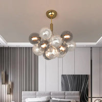 Lustre plafonnier design boule de verre multicolore luxe illuminant