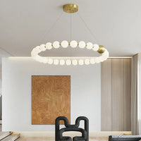 Luminaire de suspension LED en laiton avec fil réglable et abat-jour rond