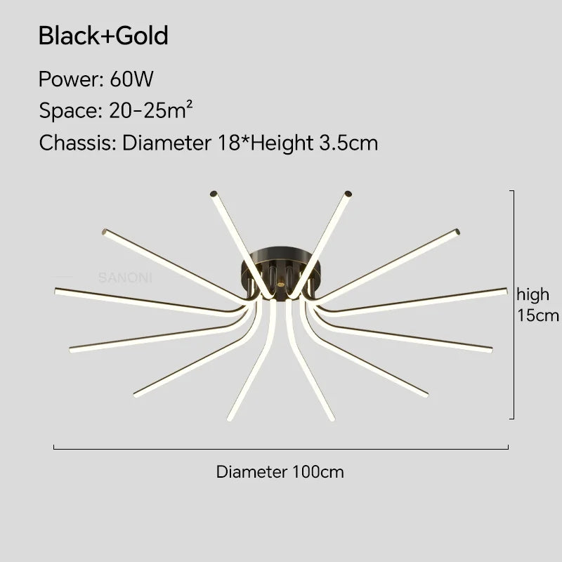 Plafonnier LED en cuivre au design contemporain