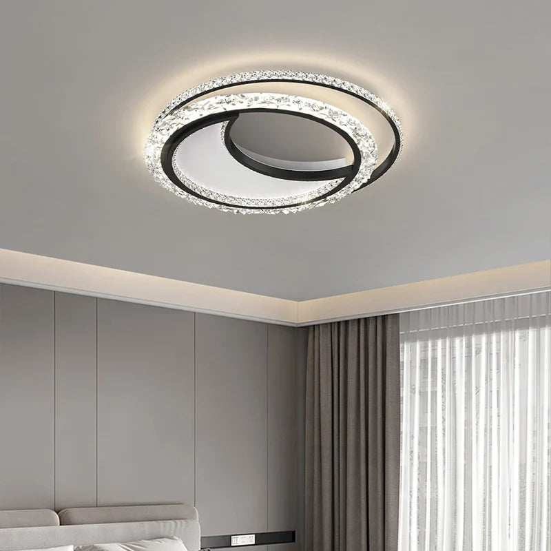 Lustre nordique minimaliste en acrylique LED or moderne - Édition Prestige
