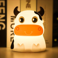 Veilleuse Mignon Vache 7 Couleurs En Silicone Souple - Lampe Enfant Veilleuse À Distance LED