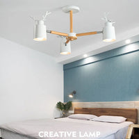 Lustre en rondins scandinave - Design cerf pour éclairage intérieur