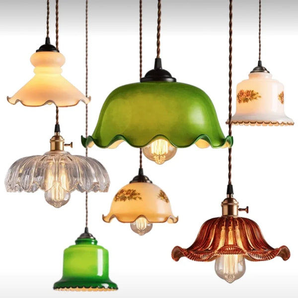 Lustre de Plafond Vintage Loft en Verre pour Décoration de Cuisine Restaurant