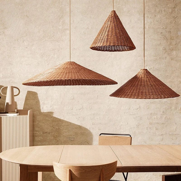 Lampe Suspendue en Rotin Design Japonais Zen Artistique, Style Rétro