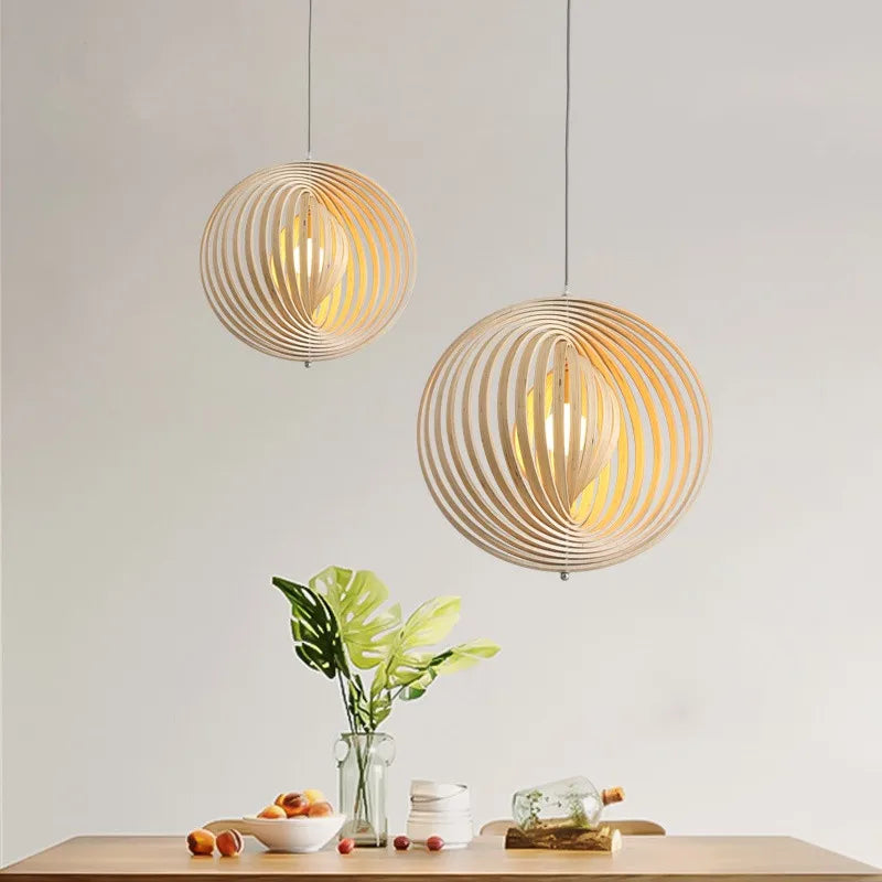 Lustre Nordique en Bois pour Bar & Cuisine Créative - Éclairage Intérieur