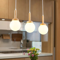 Suspension LED nordique en verre - Oiseau rond en bois