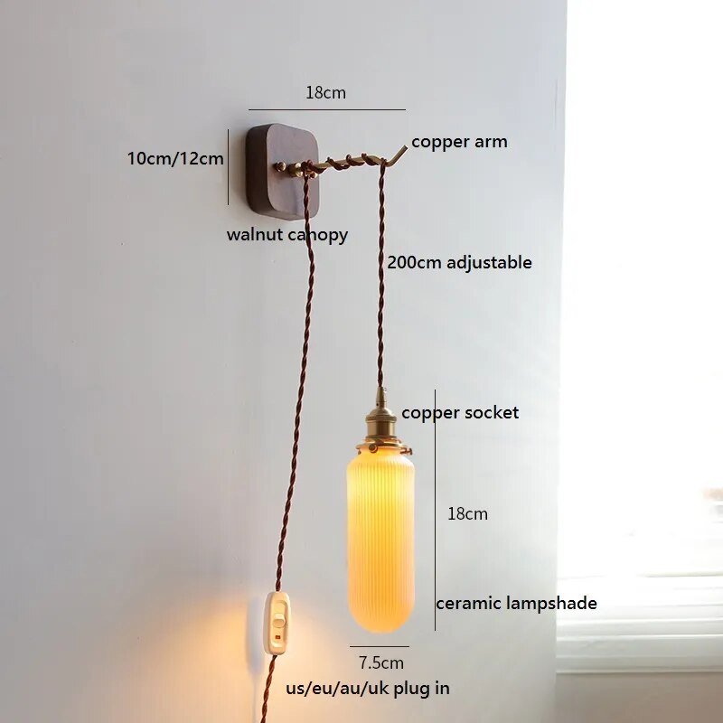 Applique Murale LED Noyer Cuivre - Élégance Moderne