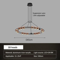 Lustre Nordique Moderne LED Circulaire De Luxe Haricot Duplex