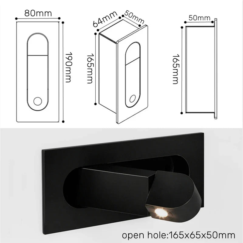 Applique murale LED pliante design moderne pour hôtel avec angle ajustable