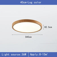 Plafonnier LED Circulaire Ultra-Mince Grain de Bois, 3 Tons de Lumière
