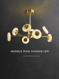 Lustre de Luxe en Marbre avec Anneaux Multiples pour Décoration.