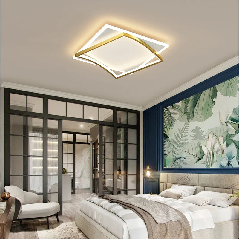 Lustre LED Carré Moderne pour Chambre Salon Étude Foyer Maison