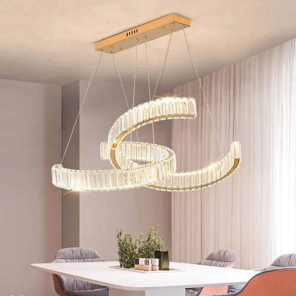 Lustre Cristal Postmoderne en Acier Inoxydable