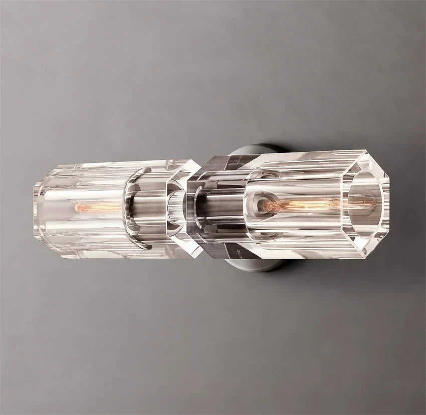 Applique murale LED Moderne en Cristal Clair et Nickel Laiton
