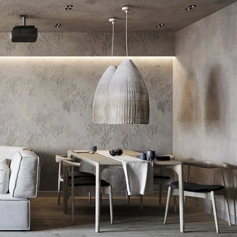 Suspension Luminaire Nordique en Rotin Wabi-Sabi LED pour Salon, Salle à Manger, Restaurant et Bar