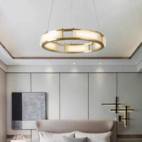 Lustre rond LED en marbre post-moderne avec intensité ajustable