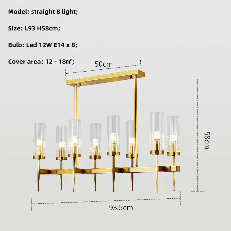 Lustre Noble en Métal Or et Verre LED