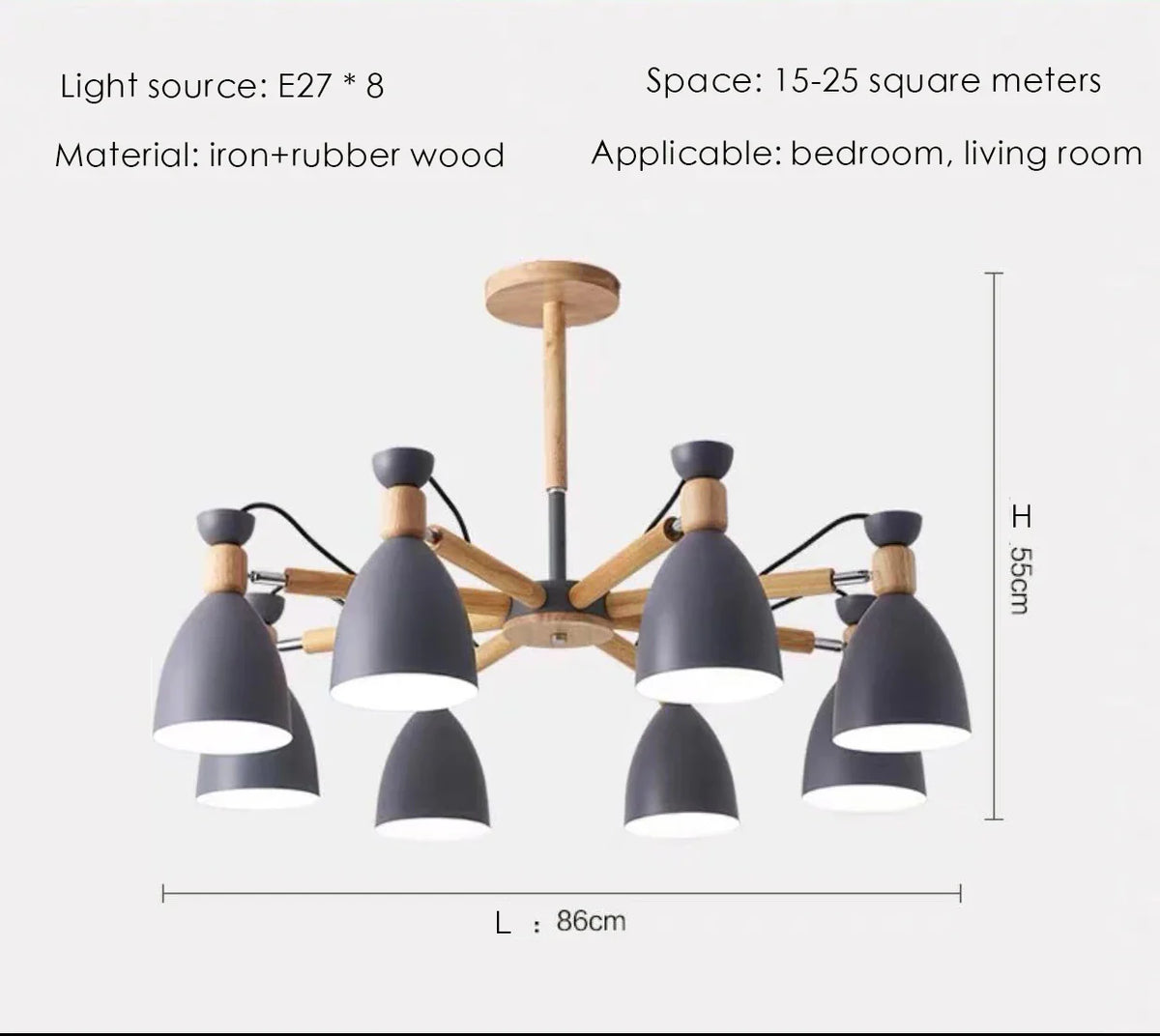Lustre en bois massif moderne pour plafond d'hôtel