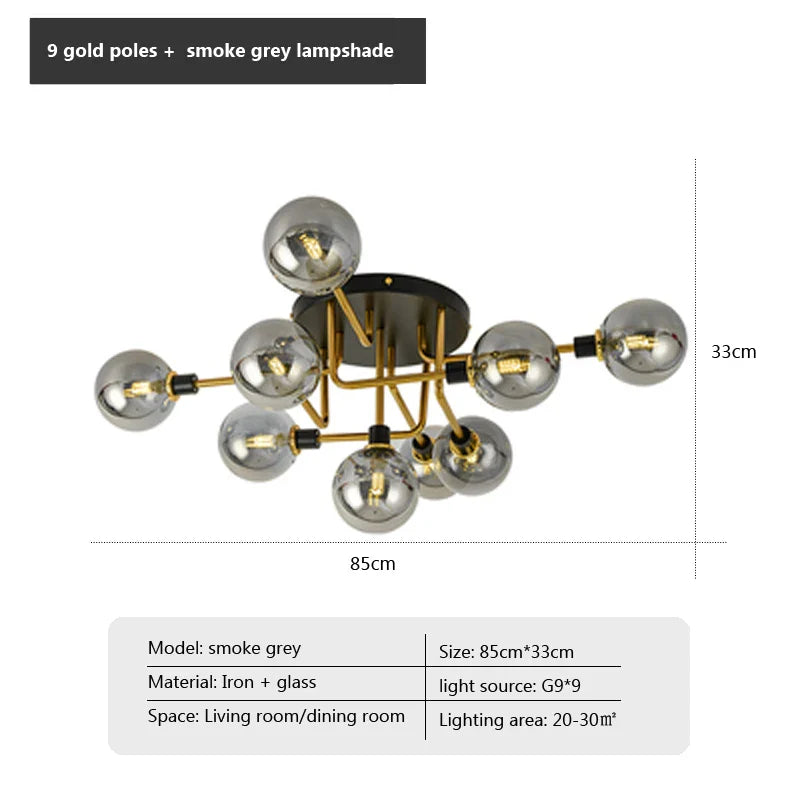 Plafonnier nordique en verre G9 LED pour intérieur moderne