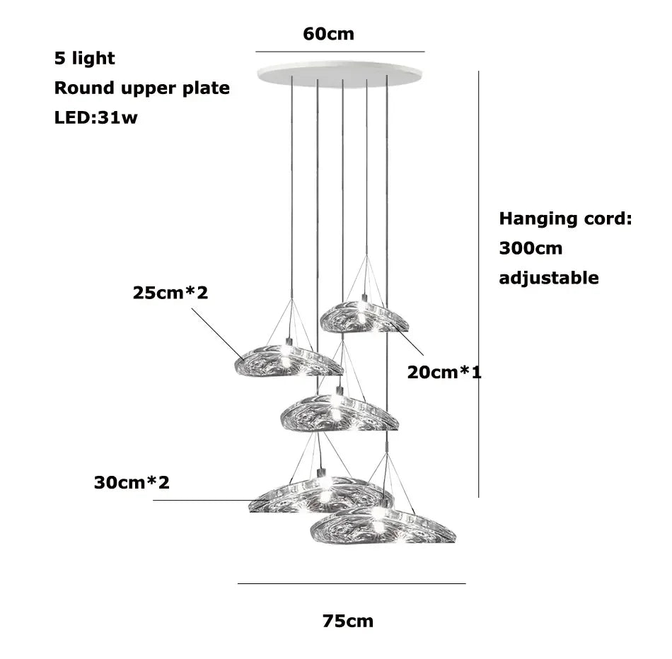 Suspension LED en verre design nordique Manta.