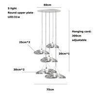 Suspension LED en verre design nordique Manta.