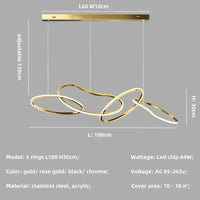 Lustre de luxe en cristal avec anneaux LED modernes - Élégance Brillante