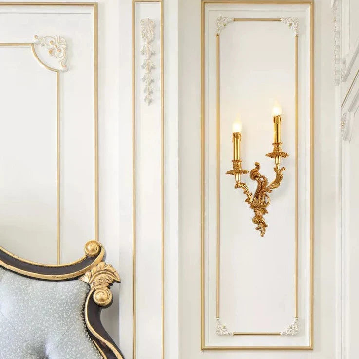 Applique murale luxueuse en laiton antique et cuivre royal