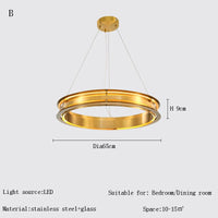 Lustre LED italien post-moderne avec anneau de suspension - Lampe de design asiatique