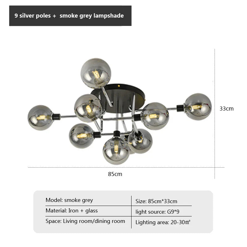 Plafonnier nordique en verre G9 LED pour intérieur moderne