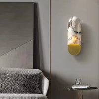 Applique murale en marbre style chinois avec abat-jour LED créatif - Édition Premium