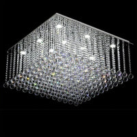 Lustre en cristal carré encastré pour salon de luxe : Lustres en cristal suspension LED de haute qualité