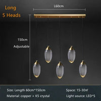 Lustre de salle à manger en cristal K5 de luxe moderne en cuivre salon prestige