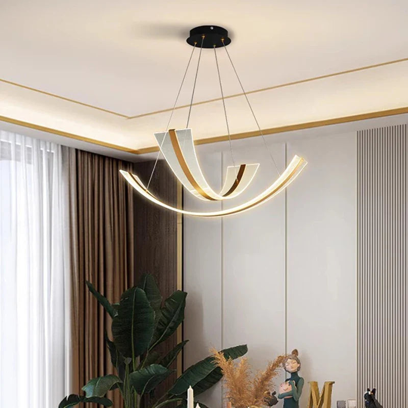 Lustre design contemporain pour salle à manger avec éclairage intérieur LED décoratif