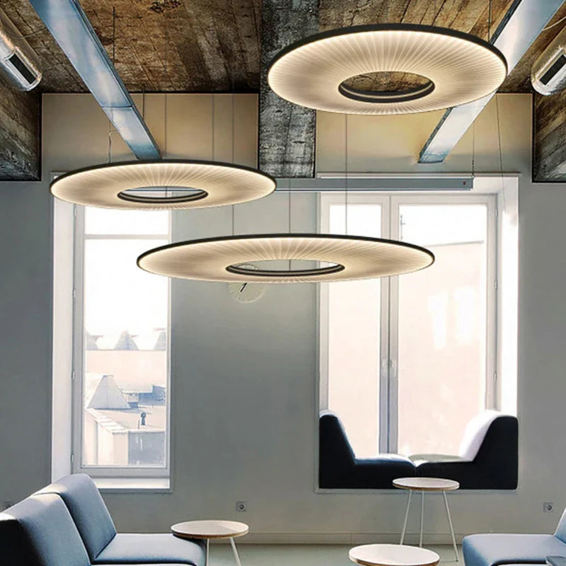 Lustre moderne Iris LED en tissu pour décoration d'hôtel