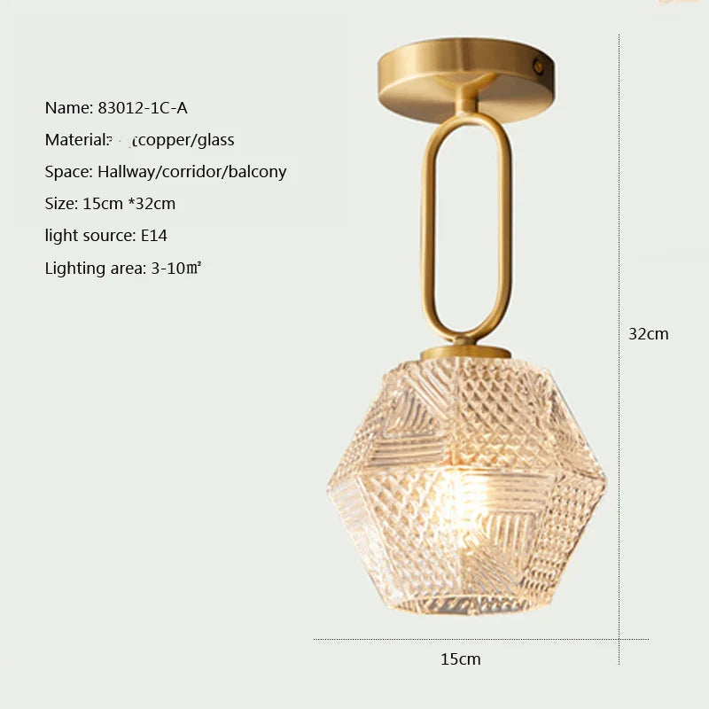 Plafonnier japonais en verre doré