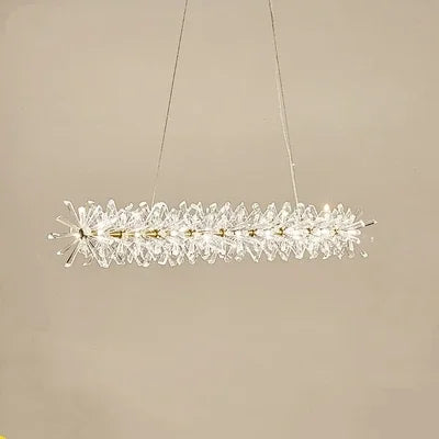 Lustre en cristal de fleur moderne luxe Suspension LED pour salon 60 80 100 cm anneaux suspendus