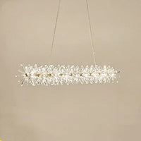 Lustre en cristal de fleur moderne luxe Suspension LED pour salon 60 80 100 cm anneaux suspendus