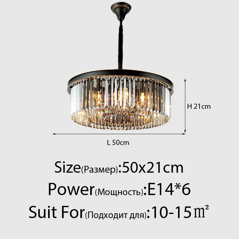 Lustre en Cristal LED Moderne Américain pour Salon Salle à Manger Villa