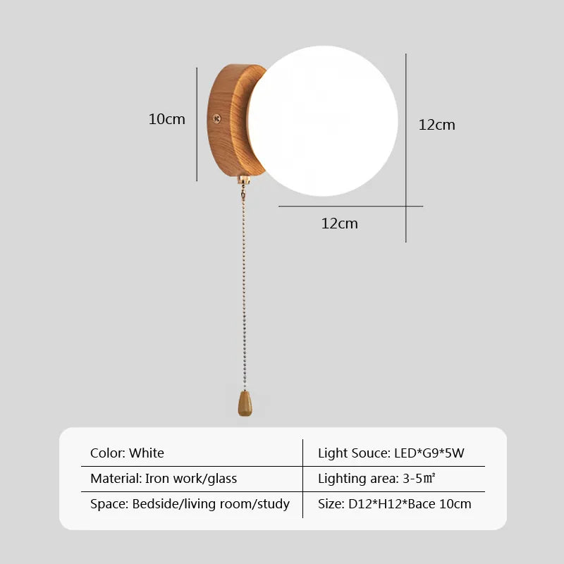Applique Murale LED Nordique en Verre avec Interrupteur - Ventes Directes d'Usine
