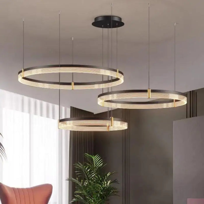 Lustre LED anneau en acrylique au design contemporain avec anneau intérieur