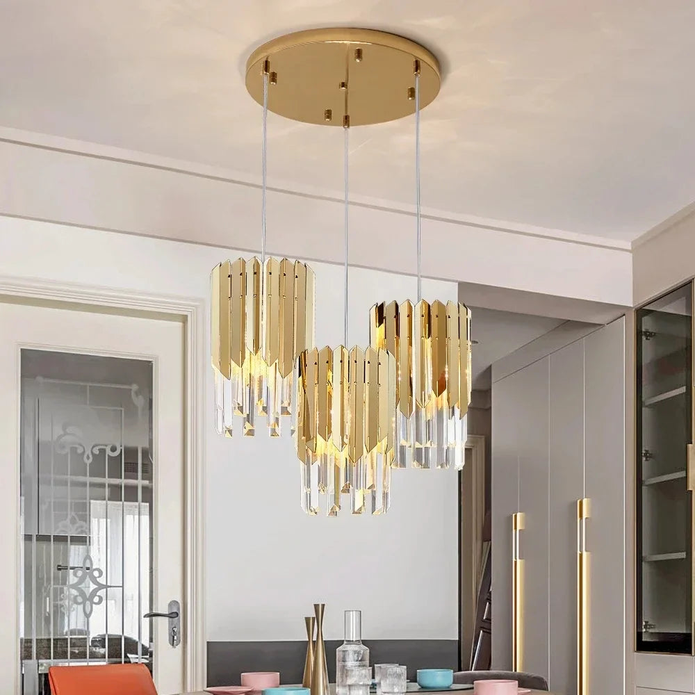 Plafonnier de luxe en cristal 20cm - Lumière ronde Or Chrome LED pour décoration intérieure