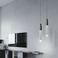 Lustre LED Cylindre Cuivre Acrylique Transparent