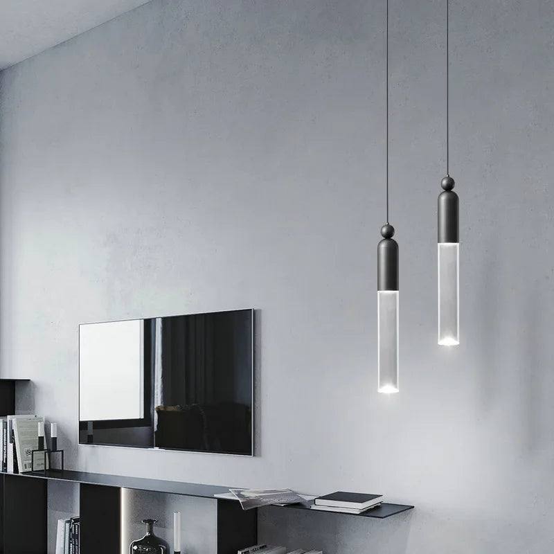 Lustre LED urbain en cuivre et acrylique transparent