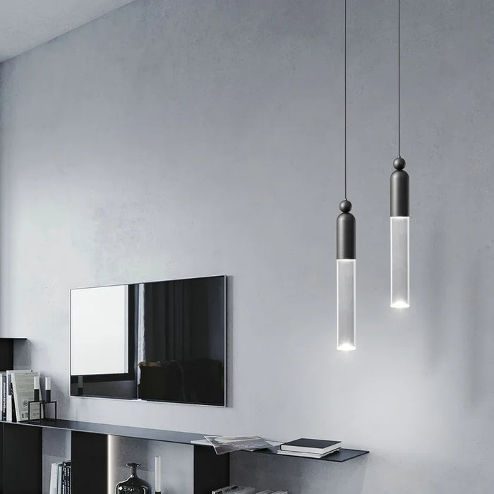 Lustre LED urbain en cuivre et acrylique transparent