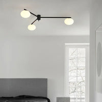 Galet Crème Suspension Luminaire LED en Verre Français Cuivre - Édition Luxe