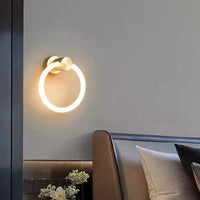 Applique murale LED design en laiton avec anneau acrylique gradable