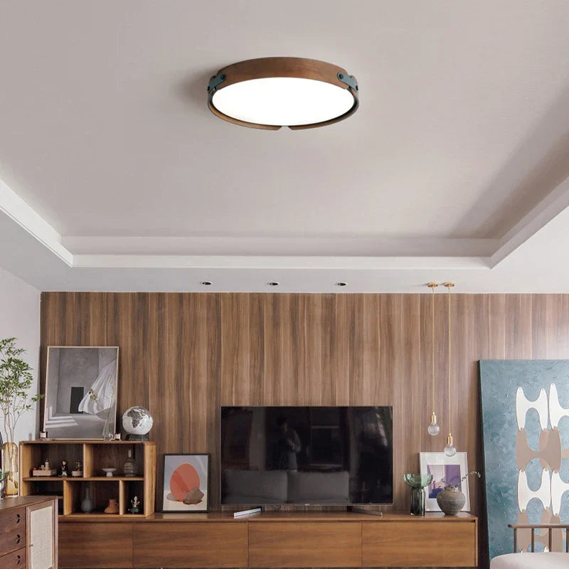 Plafonnier en bois premium avec cuir artificiel et 3 ronds interchangeables design