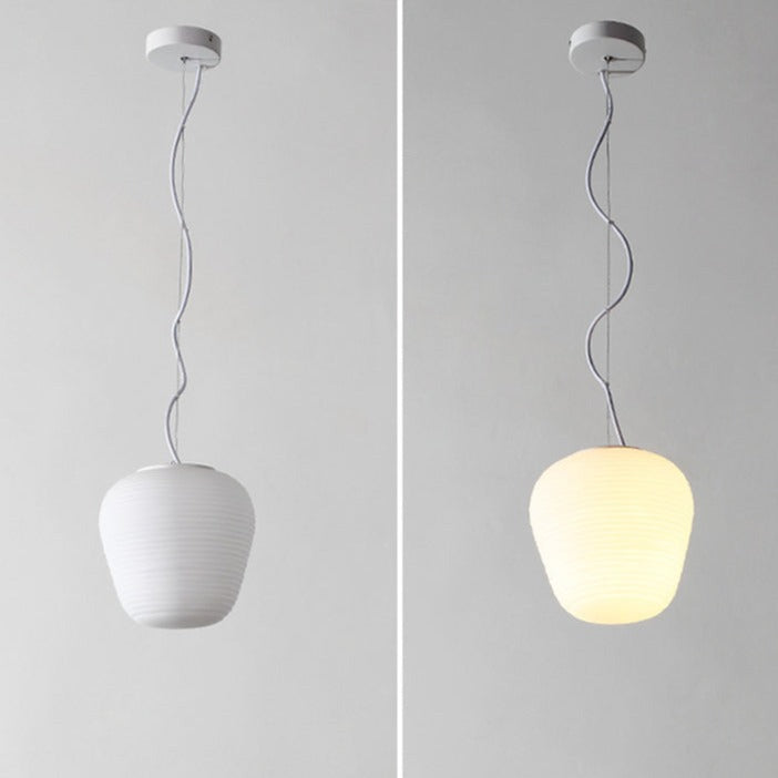 Suspension LED en verre blanc Caligari