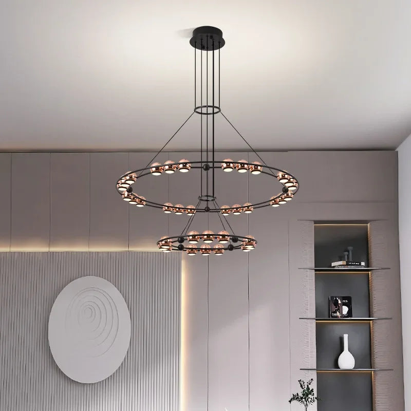 Lustre Nordique Moderne LED Circulaire De Luxe Haricot Duplex