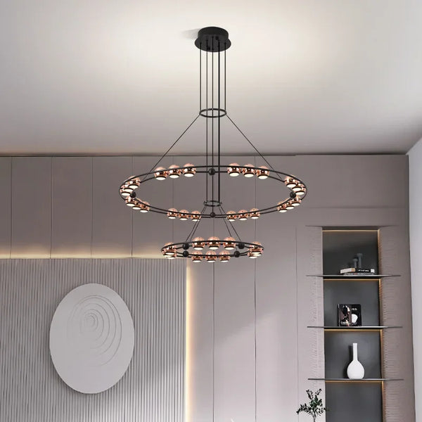 Lustre Nordique Moderne LED Circulaire De Luxe Haricot Duplex